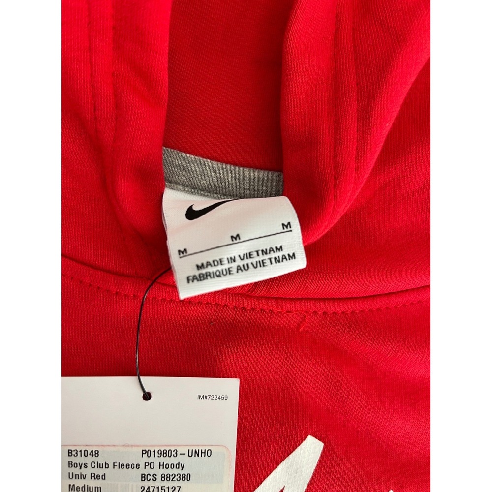 Nike Boys Houston Cougars Hoodie Red Club Fleece Pullover Sweatshirt Medium NEW - Picture 4 of 6